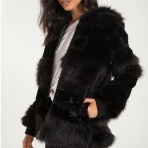 n:Philanthropy Faux Fux Harlan Jacket Black Evening Like New